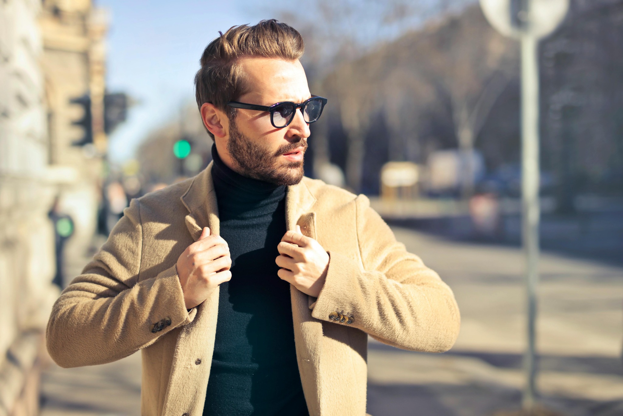 Man wearing a tailored overcoat